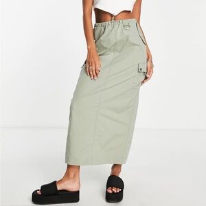 NEW Emory Park ASOS Longline Cargo/Sage Green Maxi Skirt Women’s Size Small